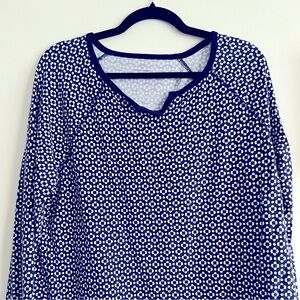 T for Talbots LS Navy White Top